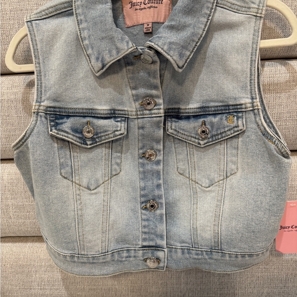 Juicy Couture Stone Light Wash Denim Vest